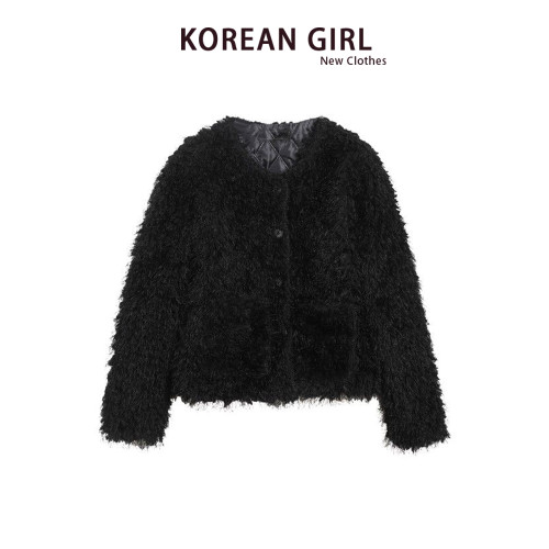 黑色羊羔毛外套女冬季新款卷卷毛高級感軟糯加厚保暖毛絨短款上衣 黑色羊羔毛外套女冬季新款卷卷毛高級感軟糯加厚保暖毛絨短款上衣