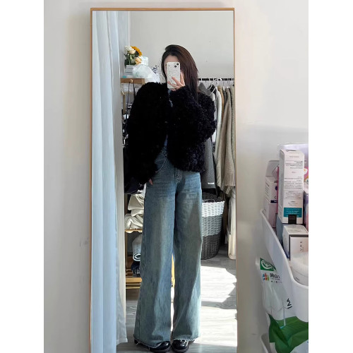 黑色羊羔毛外套女冬季新款卷卷毛高級感軟糯加厚保暖毛絨短款上衣 黑色羊羔毛外套女冬季新款卷卷毛高級感軟糯加厚保暖毛絨短款上衣