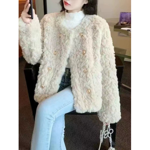 小香風羊羔毛外套女2025冬新款小個子寬松軟糯風白色毛毛上衣棉服 小香風羊羔毛外套女2025冬新款小個子寬松軟糯風白色毛毛上衣棉服