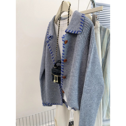 灰色翻領羊毛毛衣外套女早秋春秋新款外穿高級感慵懶針織開衫上衣 灰色翻領羊毛毛衣外套女早秋春秋新款外穿高級感慵懶針織開衫上衣