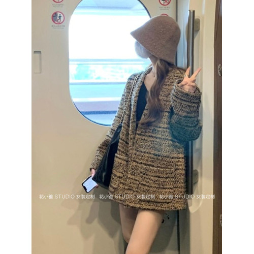 小香風毛呢西裝外套女秋冬2025新款小個子加厚中長款高級感大衣