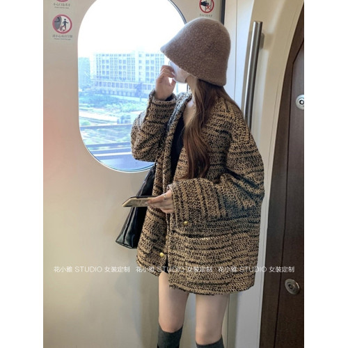 小香風毛呢西裝外套女秋冬2025新款小個子加厚中長款高級感大衣