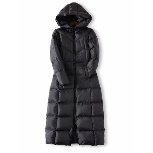 輕薄羽絨服女長款連帽過膝輕便修身大碼黑色超輕薄保暖女式外套 輕薄羽絨服女長款連帽過膝輕便修身大碼黑色超輕薄保暖女式外套