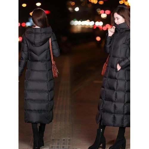 輕薄羽絨服女長款連帽過膝輕便修身大碼黑色超輕薄保暖女式外套 輕薄羽絨服女長款連帽過膝輕便修身大碼黑色超輕薄保暖女式外套