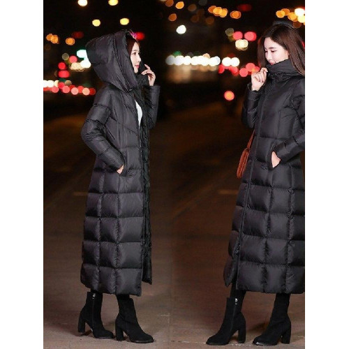 黑色羽絨棉服女冬裝年新款長款過膝到腳踝女裝外套輕薄保暖潮潮款 黑色羽絨棉服女冬裝年新款長款過膝到腳踝女裝外套輕薄保暖潮潮款