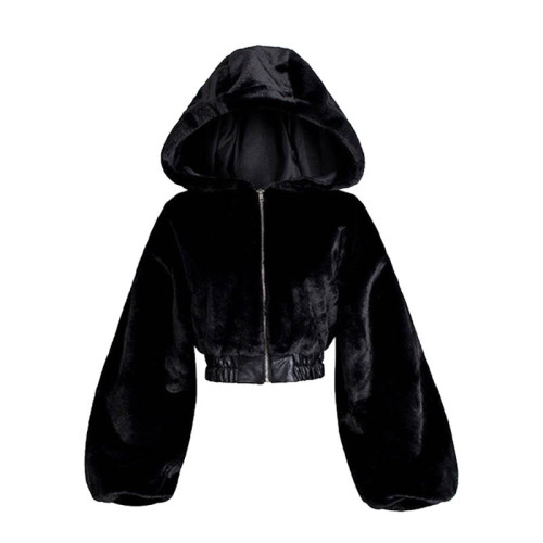 2025春秋新款可愛毛毛絨收腰高級感保暖短款加厚連帽毛茸茸外套女 2025春秋新款可愛毛毛絨收腰高級感保暖短款加厚連帽毛茸茸外套女