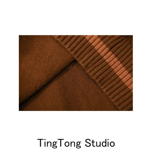 森系美拉德風棕色針織衫馬甲女秋冬新款復古立體熊貓可愛毛衣背心