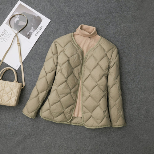 V領輕薄羽絨服女無領菱格200斤媽媽薄款內膽內穿中老年加肥加大碼 V領輕薄羽絨服女無領菱格200斤媽媽薄款內膽內穿中老年加肥加大碼