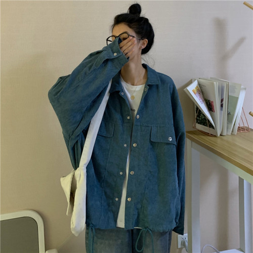 春秋2025新款bf風工裝外套女大碼胖mm寬松百搭燈芯絨長袖夾克上衣 春秋2025新款bf風工裝外套女大碼胖mm寬松百搭燈芯絨長袖夾克上衣