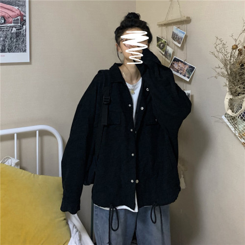 春秋2025新款bf風工裝外套女大碼胖mm寬松百搭燈芯絨長袖夾克上衣 春秋2025新款bf風工裝外套女大碼胖mm寬松百搭燈芯絨長袖夾克上衣