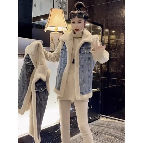 加厚羊羔毛牛仔馬甲外套女冬2025新款爆款寬松小個子加絨保暖棉衣 加厚羊羔毛牛仔馬甲外套女冬2025新款爆款寬松小個子加絨保暖棉衣