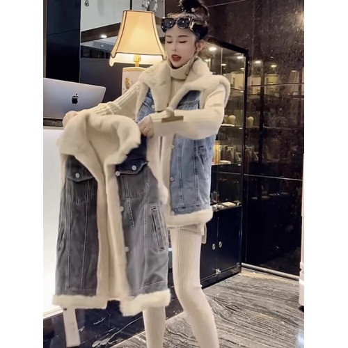 加厚羊羔毛牛仔馬甲外套女冬2025新款爆款寬松小個子加絨保暖棉衣 加厚羊羔毛牛仔馬甲外套女冬2025新款爆款寬松小個子加絨保暖棉衣