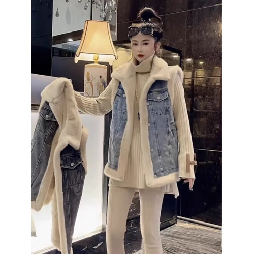 加厚羊羔毛牛仔馬甲外套女冬2025新款爆款寬松小個子加絨保暖棉衣 加厚羊羔毛牛仔馬甲外套女冬2025新款爆款寬松小個子加絨保暖棉衣