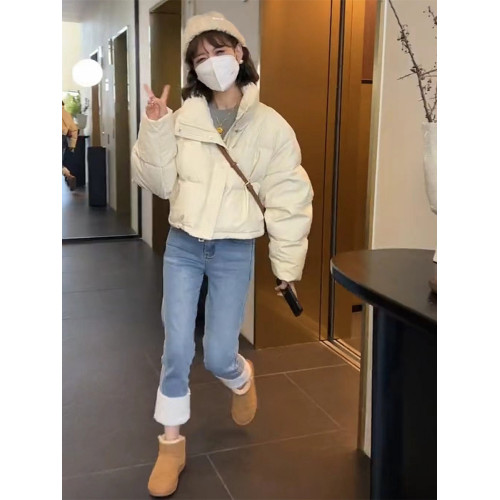 歐貨免洗PU皮短款羽絨服女2025冬季新款時尚加厚立領小個子麵包服 歐貨免洗PU皮短款羽絨服女2025冬季新款時尚加厚立領小個子麵包服