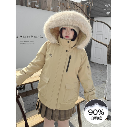 大碼女裝【巴恩風派克服】冬季大毛領保暖刺綉90白鴨絨羽絨服外套 大碼女裝【巴恩風派克服】冬季大毛領保暖刺綉90白鴨絨羽絨服外套