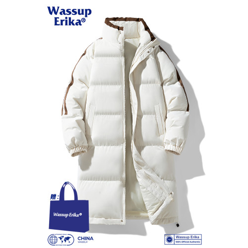 WASSUP ERIKA復古立領過膝外套男冬季中長款棉服條紋加厚保暖大衣 WASSUP ERIKA復古立領過膝外套男冬季中長款棉服條紋加厚保暖大衣