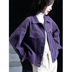 燈芯絨短外套休閒襯衫女裝秋冬款條絨上衣長袖小個子氣質開衫百搭