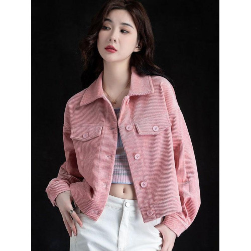 燈芯絨短外套休閒襯衫女裝秋冬款條絨上衣長袖小個子氣質開衫百搭 燈芯絨短外套休閒襯衫女裝秋冬款條絨上衣長袖小個子氣質開衫百搭