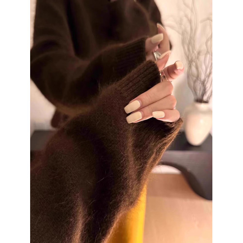 歐貨高級感葡萄紫色水貂絨毛衣女秋冬軟糯慵嬾風內搭浣熊絨針織衫