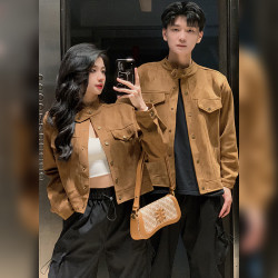 情侶裝秋冬小衆高級感美式復古短款外套女2023新款潮流機車服夾克