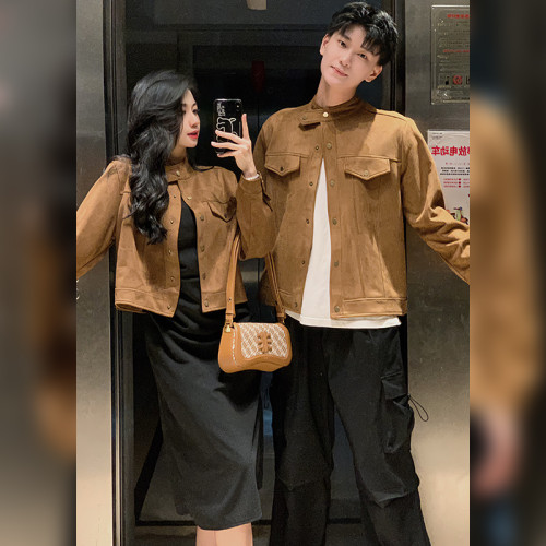 情侶裝秋冬小衆高級感美式復古短款外套女2023新款潮流機車服夾克 情侶裝秋冬小衆高級感美式復古短款外套女2023新款潮流機車服夾克