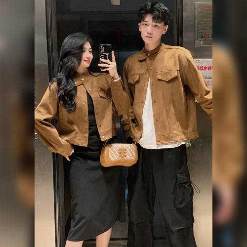 情侶裝秋冬小衆高級感美式復古短款外套女2023新款潮流機車服夾克 情侶裝秋冬小衆高級感美式復古短款外套女2023新款潮流機車服夾克