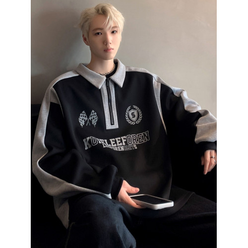 polo衫衛衣男秋冬半拉鍊馬甲高街賽車服情侶款設計感潮牌重磅外套 polo衫衛衣男秋冬半拉鍊馬甲高街賽車服情侶款設計感潮牌重磅外套