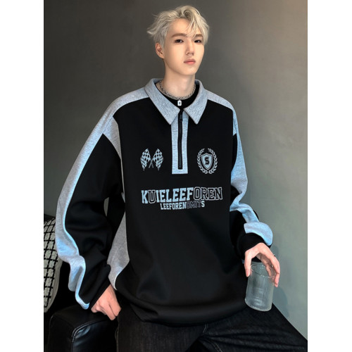 polo衫衛衣男秋冬半拉鍊馬甲高街賽車服情侶款設計感潮牌重磅外套 polo衫衛衣男秋冬半拉鍊馬甲高街賽車服情侶款設計感潮牌重磅外套