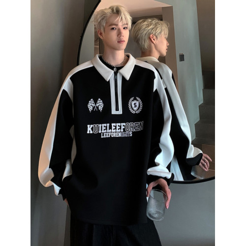 polo衫衛衣男秋冬半拉鍊馬甲高街賽車服情侶款設計感潮牌重磅外套 polo衫衛衣男秋冬半拉鍊馬甲高街賽車服情侶款設計感潮牌重磅外套