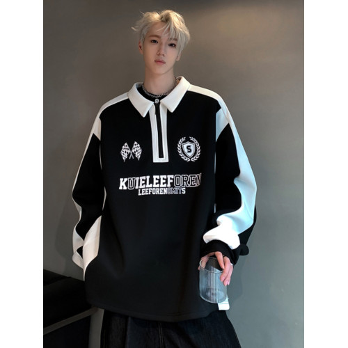 polo衫衛衣男秋冬半拉鍊馬甲高街賽車服情侶款設計感潮牌重磅外套 polo衫衛衣男秋冬半拉鍊馬甲高街賽車服情侶款設計感潮牌重磅外套