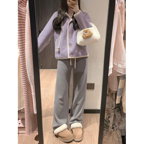 小香風女外套2025新款連帽羊羔毛休閒加厚夾棉高級感別致短款上衣 小香風女外套2025新款連帽羊羔毛休閒加厚夾棉高級感別致短款上衣