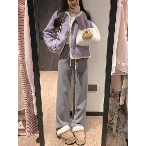 小香風女外套2025新款連帽羊羔毛休閒加厚夾棉高級感別致短款上衣 小香風女外套2025新款連帽羊羔毛休閒加厚夾棉高級感別致短款上衣