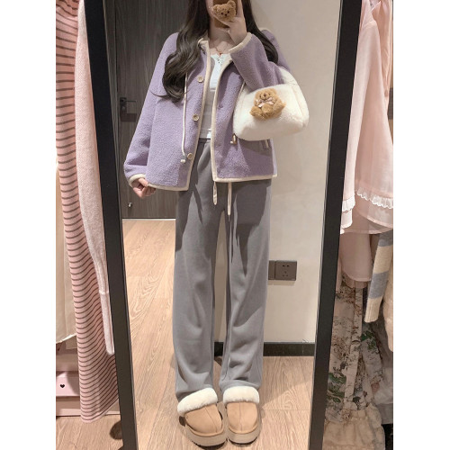 小香風女外套2025新款連帽羊羔毛休閒加厚夾棉高級感別致短款上衣 小香風女外套2025新款連帽羊羔毛休閒加厚夾棉高級感別致短款上衣