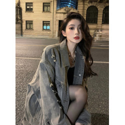 韓系開春情侶裝牛仔外套女2025早初秋季新款超火百搭復古夾克上衣