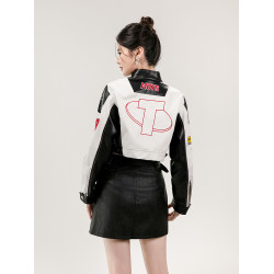 機車服外套女美式短款賽車服秋裝新款皮衣夾克街頭風賽車棒球服潮