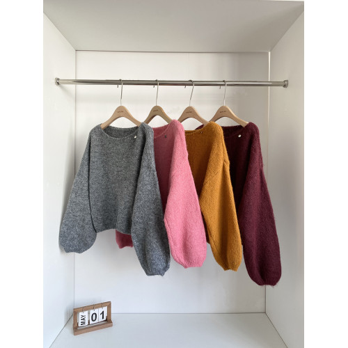 韓系簡約純色百搭圓領針織毛衣女2025年秋冬新款寬松顯瘦小衆上衣