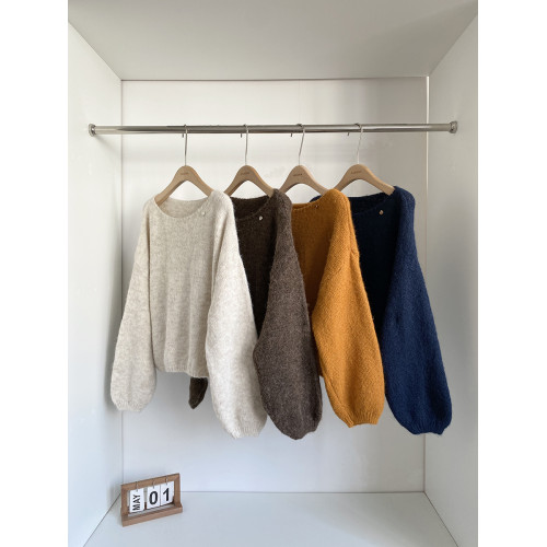 韓系簡約純色百搭圓領針織毛衣女2025年秋冬新款寬松顯瘦小衆上衣