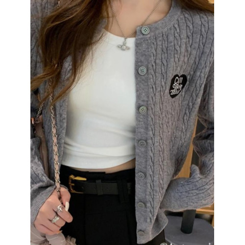 開衫外套女初秋2025年新款秋冬外搭灰色毛衣學院風針織衫短款上衣 開衫外套女初秋2025年新款秋冬外搭灰色毛衣學院風針織衫短款上衣