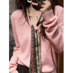 慵嬾粉色毛衣女2025新款今年流行爆款長袖針織衫獨特漂亮早秋上衣