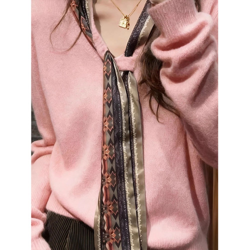 慵嬾粉色毛衣女2025新款今年流行爆款長袖針織衫獨特漂亮早秋上衣