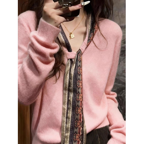 慵嬾粉色毛衣女2025新款今年流行爆款長袖針織衫獨特漂亮早秋上衣