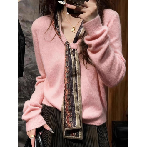 慵嬾粉色毛衣女2025新款今年流行爆款長袖針織衫獨特漂亮早秋上衣