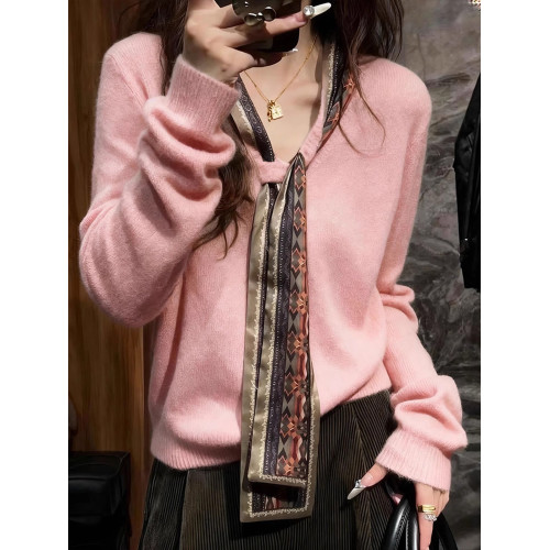 慵嬾粉色毛衣女2025新款今年流行爆款長袖針織衫獨特漂亮早秋上衣