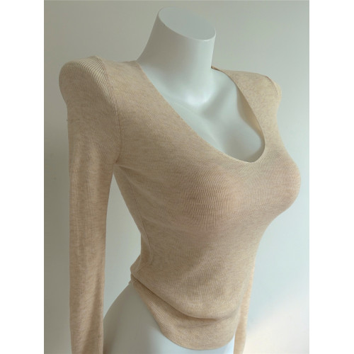 Bi入剛需款!含羊毛V領針織打底衫 女 修身顯瘦純色秋冬長袖上衣 Bi入剛需款!含羊毛V領針織打底衫 女 修身顯瘦純色秋冬長袖上衣