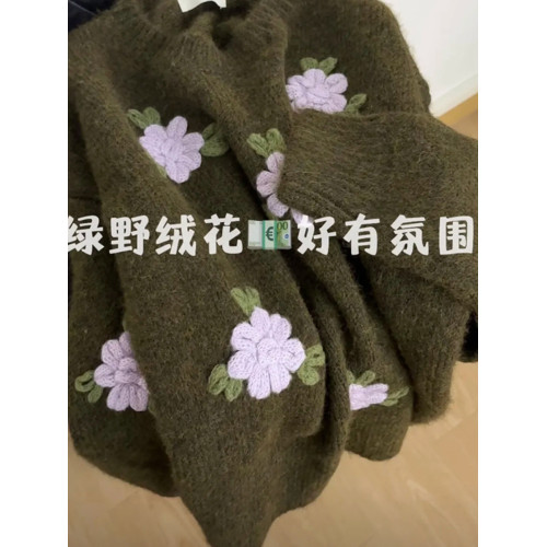 超有氛圍感韓系立體花朵刺綉毛衣女秋冬2025新款套頭針織衫上衣