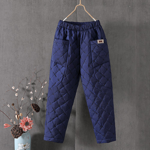 羽絨棉褲女冬季刺綉高腰外穿加厚大碼寬松休閒哈倫保暖直筒棉褲子 羽絨棉褲女冬季刺綉高腰外穿加厚大碼寬松休閒哈倫保暖直筒棉褲子