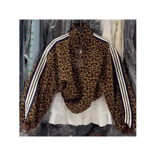 美式復古豹紋立領長袖短款外套女秋十三行新款2025小個子開衫上衣 美式復古豹紋立領長袖短款外套女秋十三行新款2025小個子開衫上衣