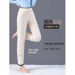 羊毛棉褲女外穿冬季加絨加厚打底褲東北特厚彈力大碼高腰保暖褲