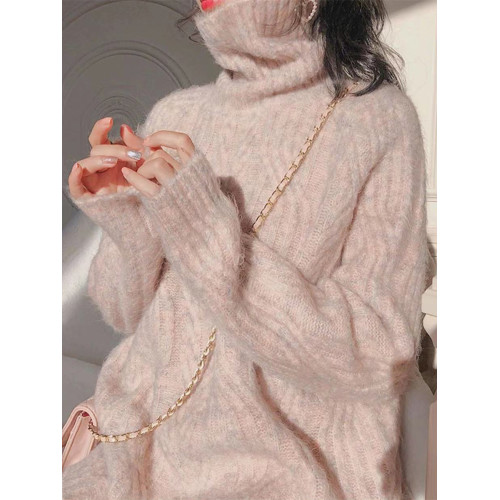 高領套頭麻花毛衣女秋冬2025新款溫柔慵懶風復古加厚寬松針織上衣