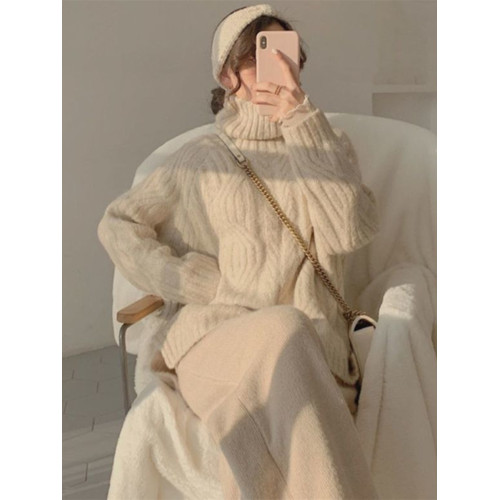 高領套頭麻花毛衣女秋冬2025新款溫柔慵懶風復古加厚寬松針織上衣